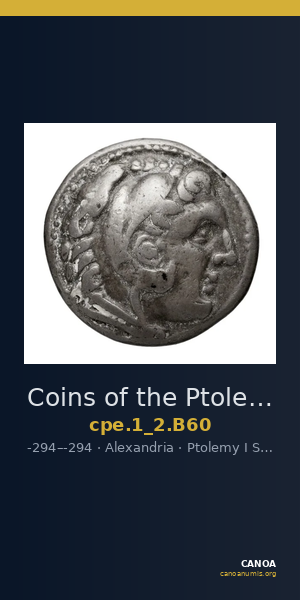 Coins of the Ptolemaic Empire Vol. I, Part II, no. B60 — CANOA