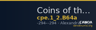 Coins of the Ptolemaic Empire Vol. I, Part II, no. B64a — CANOA