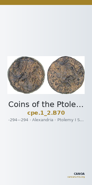 Coins of the Ptolemaic Empire Vol. I, Part II, no. B70 — CANOA