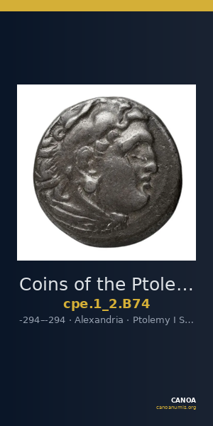 Coins of the Ptolemaic Empire Vol. I, Part II, no. B74 — CANOA
