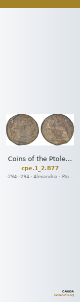Coins of the Ptolemaic Empire Vol. I, Part II, no. B77 — CANOA
