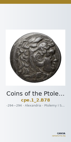 Coins of the Ptolemaic Empire Vol. I, Part II, no. B78 — CANOA