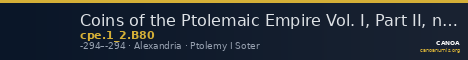 Coins of the Ptolemaic Empire Vol. I, Part II, no. B80 — CANOA