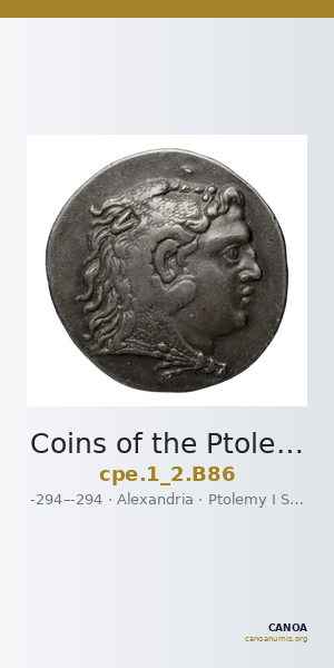 Coins of the Ptolemaic Empire Vol. I, Part II, no. B86 — CANOA