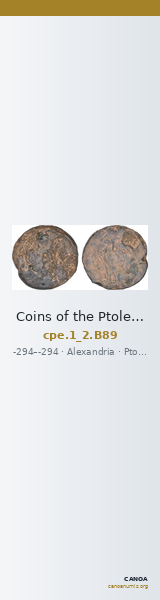 Coins of the Ptolemaic Empire Vol. I, Part II, no. B89 — CANOA