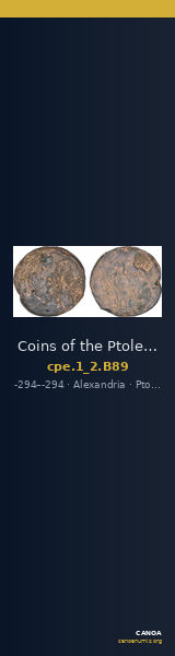 Coins of the Ptolemaic Empire Vol. I, Part II, no. B89 — CANOA