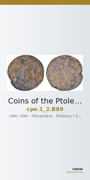 Coins of the Ptolemaic Empire Vol. I, Part II, no. B89 — CANOA