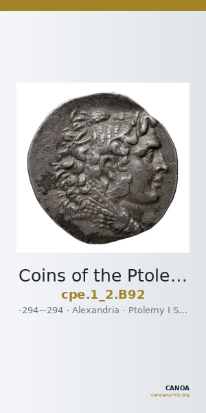 Coins of the Ptolemaic Empire Vol. I, Part II, no. B92 — CANOA