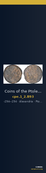Coins of the Ptolemaic Empire Vol. I, Part II, no. B93 — CANOA