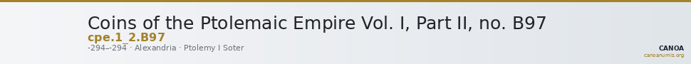 Coins of the Ptolemaic Empire Vol. I, Part II, no. B97 — CANOA