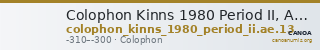 Colophon Kinns 1980 Period II, AE 13 — CANOA