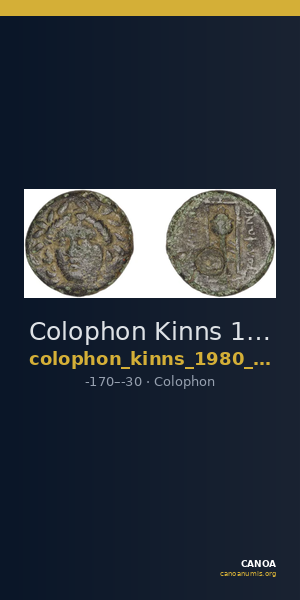 Colophon Kinns 1980 Period IV, AE 18 — CANOA