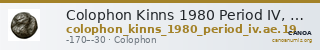 Colophon Kinns 1980 Period IV, AE 19 — CANOA