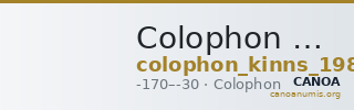 Colophon Kinns 1980 Period IV, AE 21 — CANOA