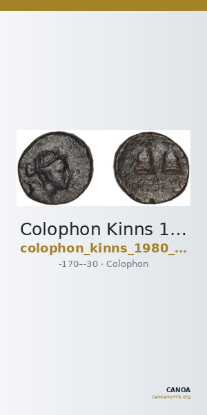 Colophon Kinns 1980 Period IV, AE 23 — CANOA