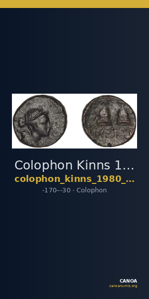 Colophon Kinns 1980 Period IV, AE 23 — CANOA