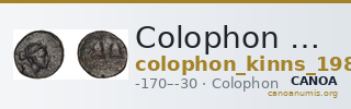 Colophon Kinns 1980 Period IV, AE 23 — CANOA