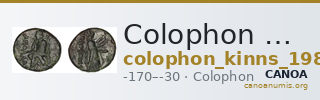 Colophon Kinns 1980 Period IV, AE 24 — CANOA