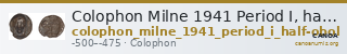 Colophon Milne 1941 Period I, half-obols — CANOA