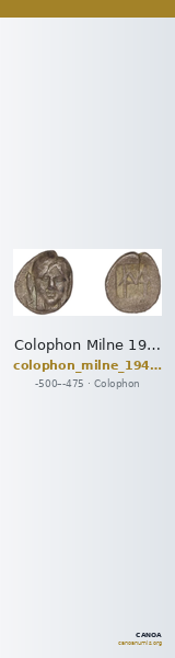 Colophon Milne 1941 Period I, quarter-obols (TE) — CANOA