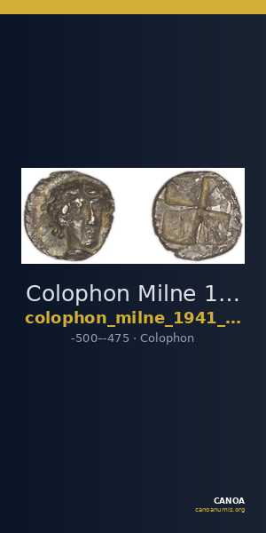 Colophon Milne 1941 Period I, quarter-obols — CANOA