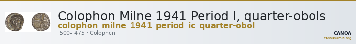 Colophon Milne 1941 Period I, quarter-obols — CANOA
