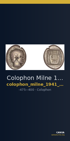 Colophon Milne 1941 Period II, drachms and obols — CANOA