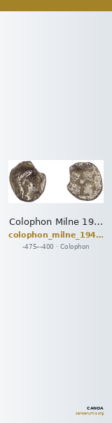 Colophon Milne 1941 Period II, half-obols, quarter obols — CANOA
