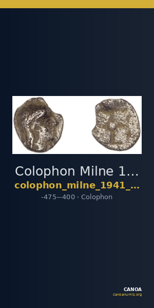 Colophon Milne 1941 Period II, half-obols, quarter obols — CANOA