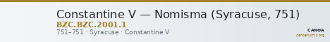 Constantine V — Nomisma (Syracuse, 751) — CANOA