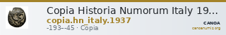 Copia Historia Numorum Italy 1937 — CANOA