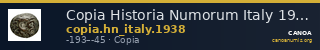 Copia Historia Numorum Italy 1938 — CANOA
