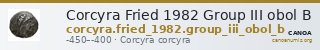 Corcyra Fried 1982 Group III obol B — CANOA