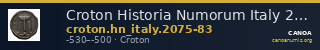 Croton Historia Numorum Italy 2075-83 — CANOA