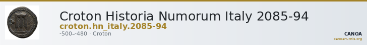 Croton Historia Numorum Italy 2085-94 — CANOA