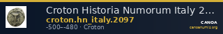 Croton Historia Numorum Italy 2097 — CANOA