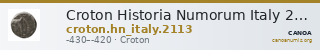 Croton Historia Numorum Italy 2113 — CANOA