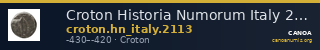 Croton Historia Numorum Italy 2113 — CANOA