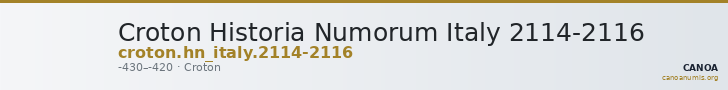 Croton Historia Numorum Italy 2114-2116 — CANOA