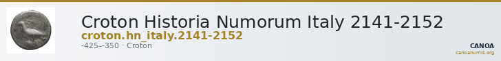Croton Historia Numorum Italy 2141-2152 — CANOA