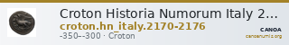 Croton Historia Numorum Italy 2170-2176 — CANOA
