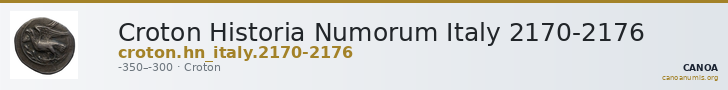 Croton Historia Numorum Italy 2170-2176 — CANOA