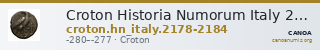 Croton Historia Numorum Italy 2178-2184 — CANOA