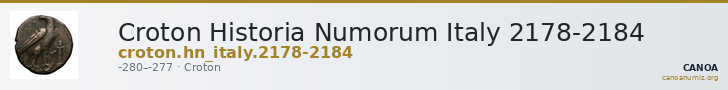Croton Historia Numorum Italy 2178-2184 — CANOA