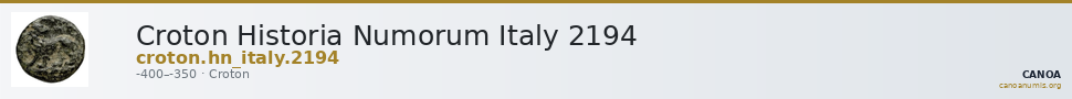Croton Historia Numorum Italy 2194 — CANOA