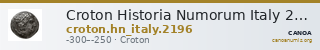 Croton Historia Numorum Italy 2196 — CANOA