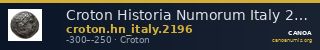 Croton Historia Numorum Italy 2196 — CANOA