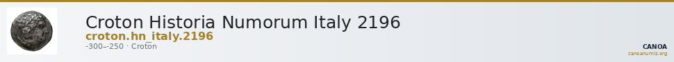 Croton Historia Numorum Italy 2196 — CANOA