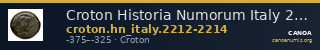 Croton Historia Numorum Italy 2212-2214 — CANOA