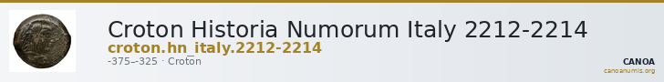Croton Historia Numorum Italy 2212-2214 — CANOA